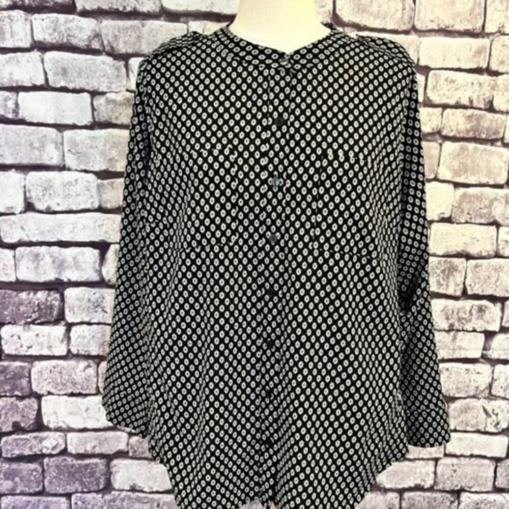 Apt. 9 Black, White & Ivory Long Sleeve Blouse Size 0X